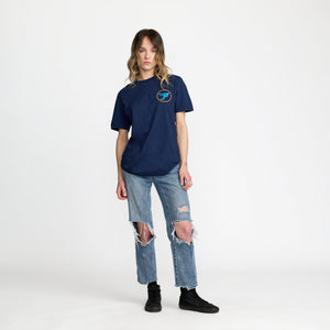 Pixies Arch P Tee front print on model; official Pixies merch by TSURT