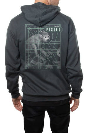 Pixies Monkey Grid Zip Hoodie Charcoal