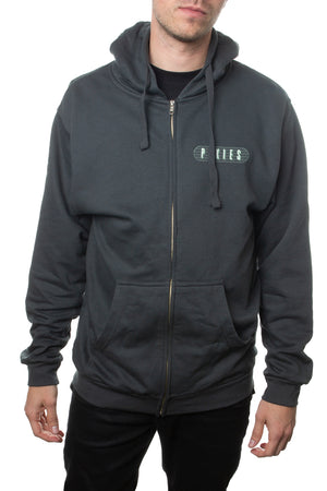 Pixies Monkey Grid Zip Hoodie Charcoal